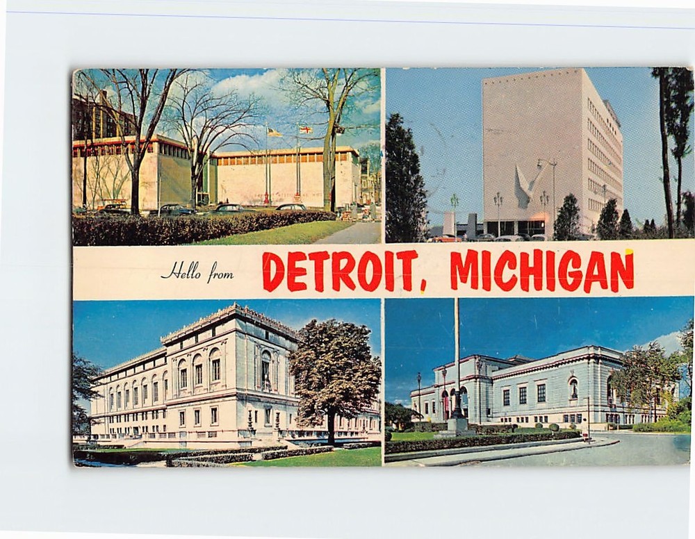 Postcard Scenes & Views Hello from Detroit Michigan USA