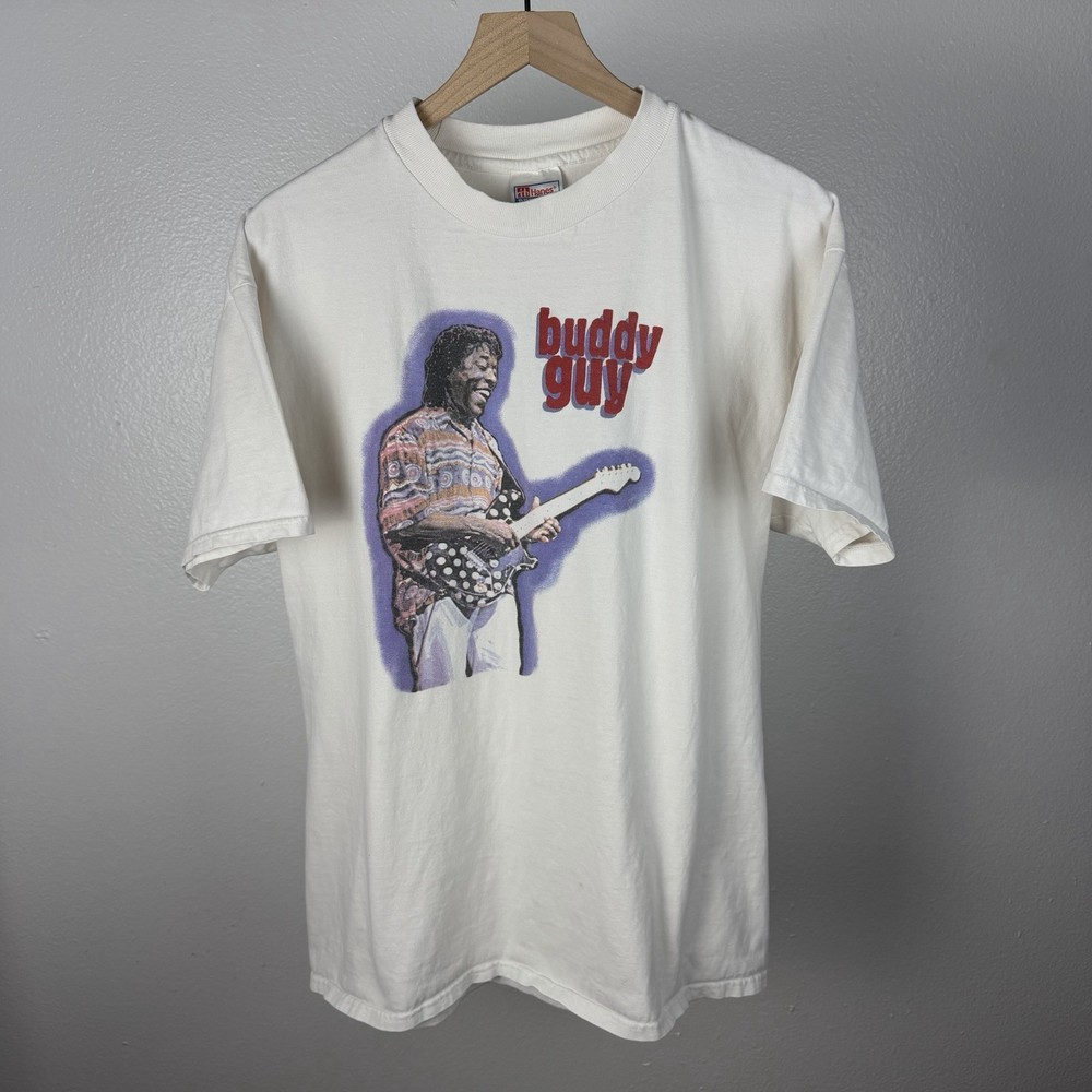 Vintage Buddy Guy Blues Classic Chicago Legends White T Shirt Double Sided XL