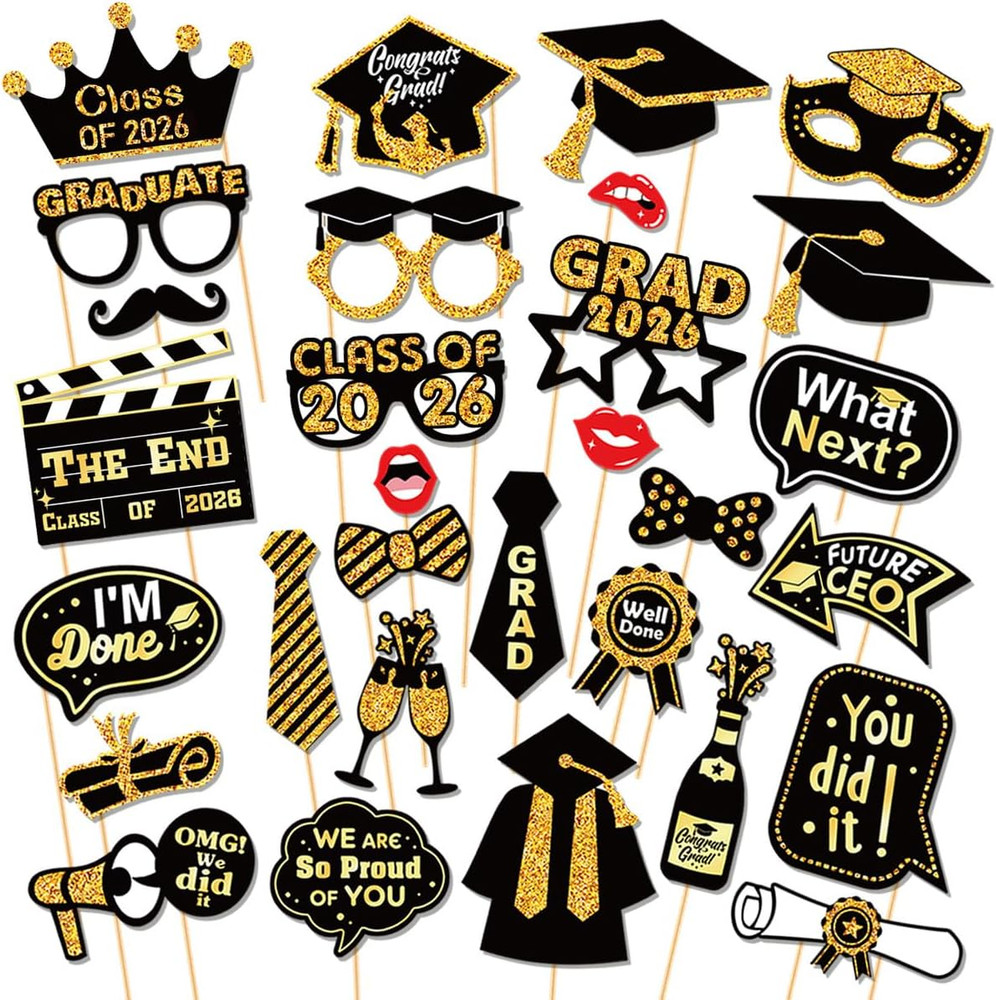 30 Pcs Graduation Photo Booth Props 2026,Grad Party Supplies for College,...