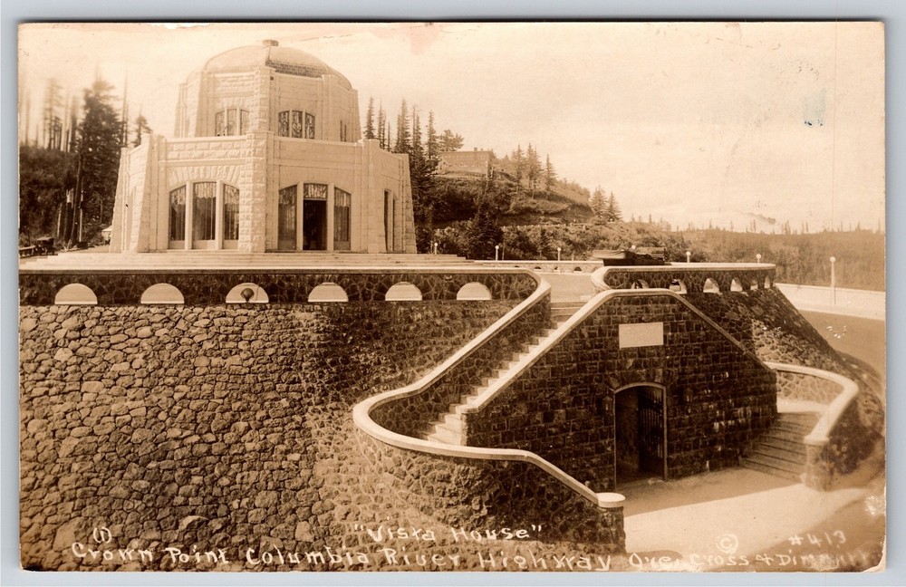 RPPC~Oregon~Vista House @ Crown Point On Columbia River Hwy~Real Photo Postcard