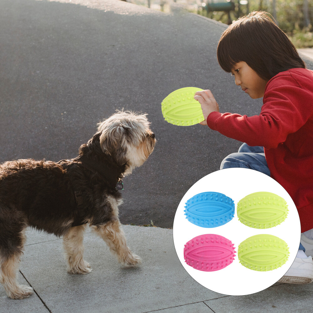 4 Pcs Puppy Football Toy Rugby for Dogs Pet Dental Toys