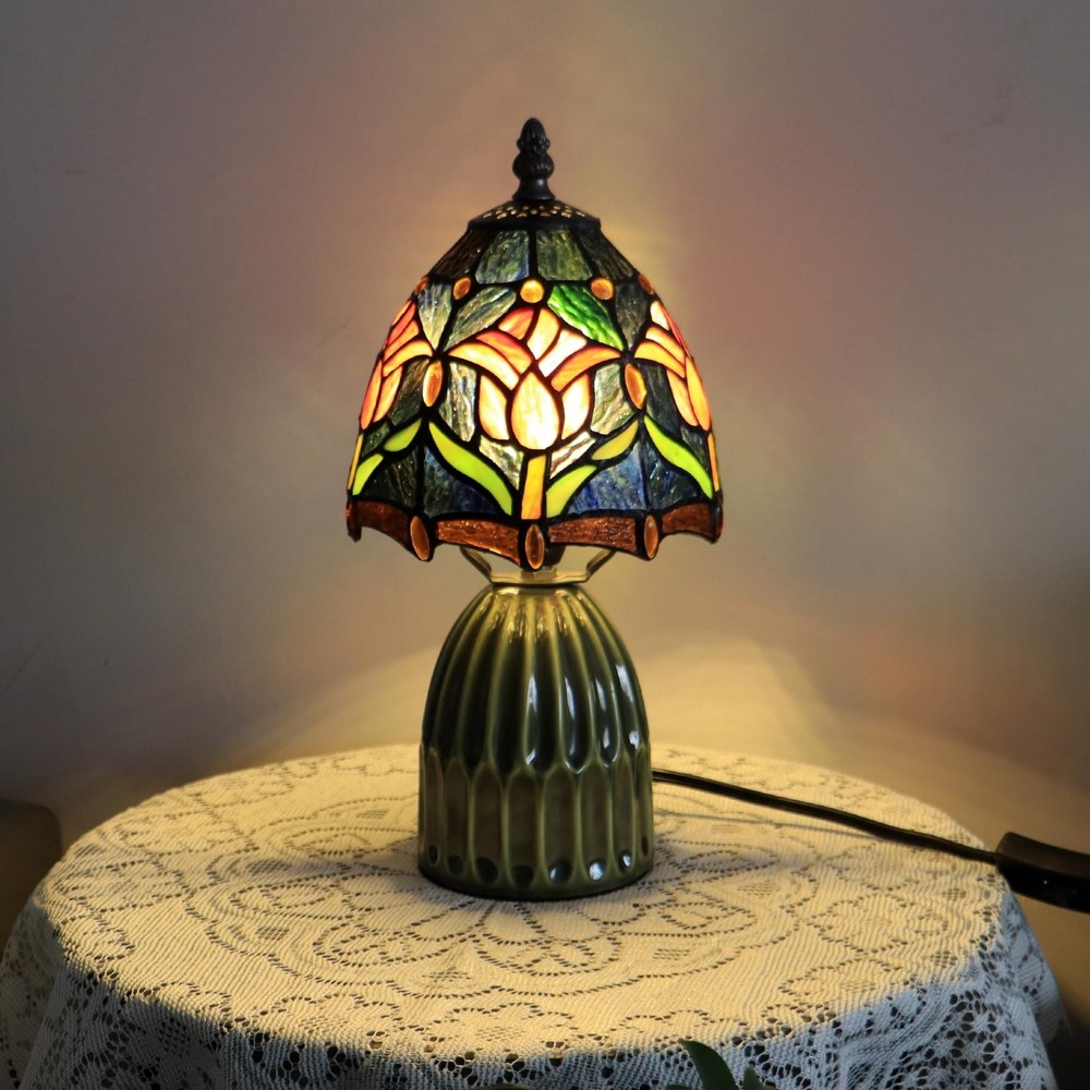 Stained Glass Mushroom Table Lamp - 12.5