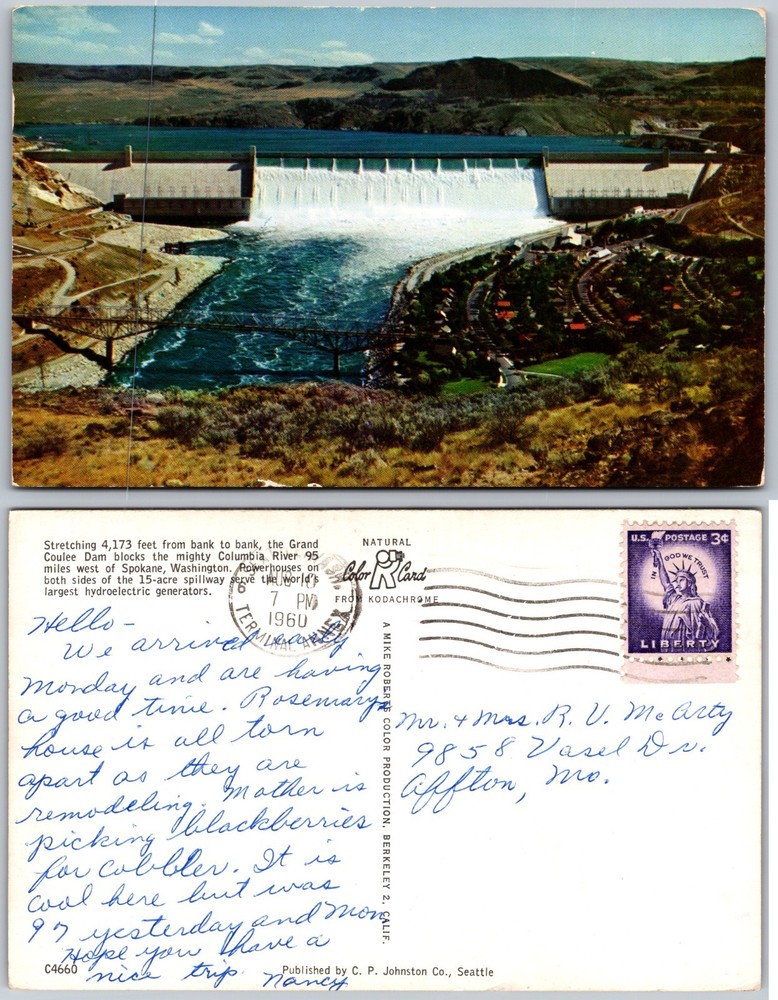 Grand Coulee Dam Spillway Washington Postcard