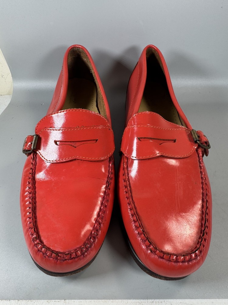G.H. Bass Weejuns Red Leather Loafers Buckle Women’s 9M Handcrafted