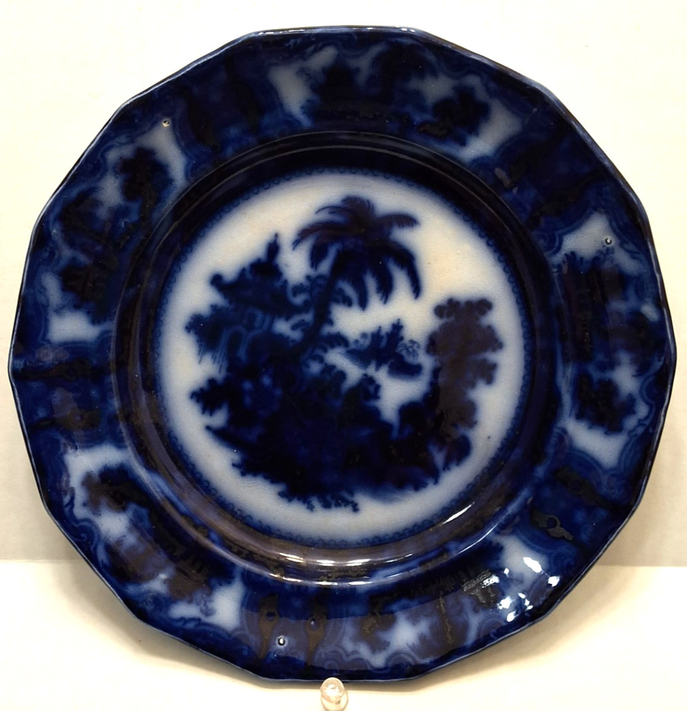 Antique C. 1840'S J. Meir & Son Kyber Pattern Flow Blue Ironstone Plate 8 1/2