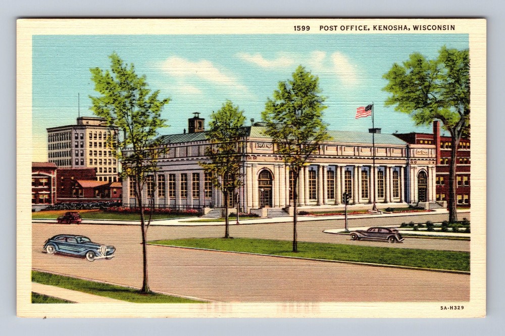 Kenosha WI-Wisconsin United States Post Office Vintage Postcard