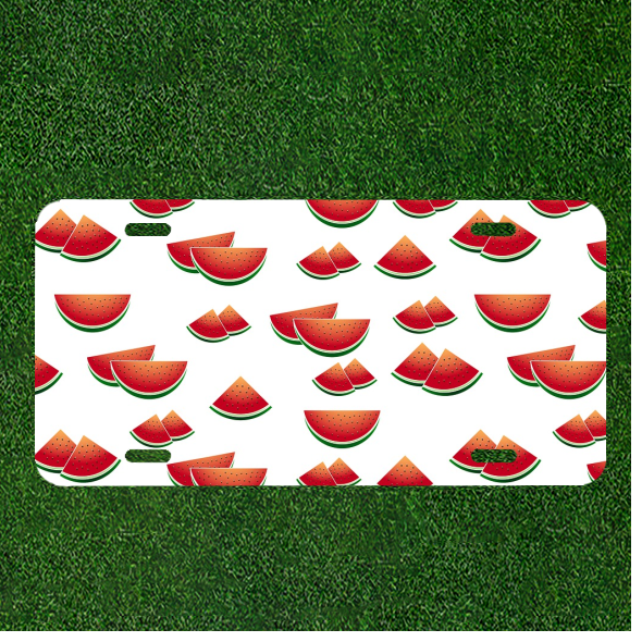 Custom Personalized License Plate Auto Tag With Watermelon Design Art