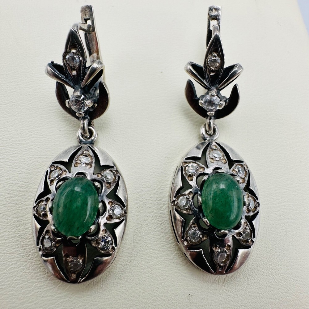 Vintage Chalcedony Sterling Silver 925 Earrings Video USSR