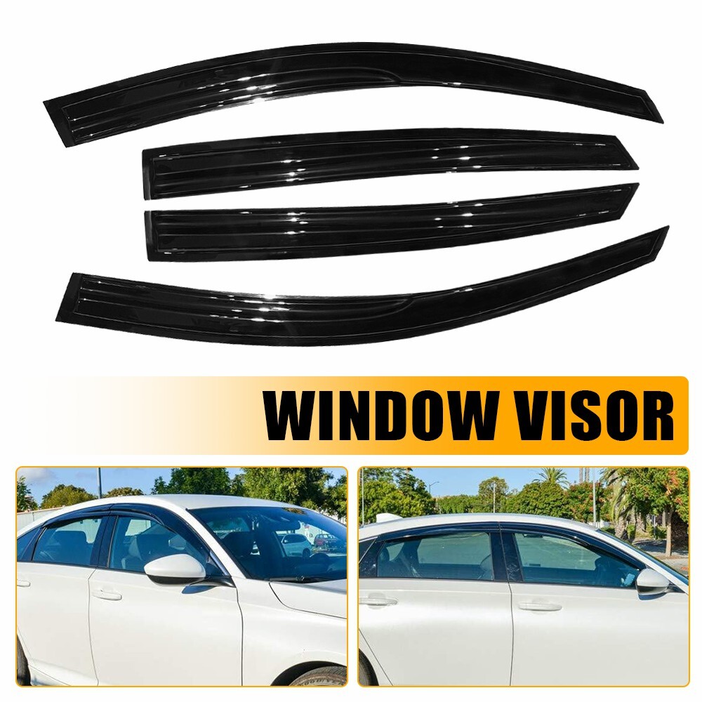 Black Clip-On Window Visor Rain Guard for 2018-2022 Honda Accord Models