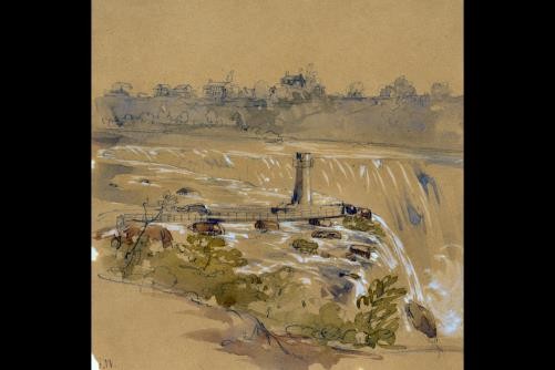 The Falls of Niagara from Goat Island,Waterfalls,George Wallis,Terrapin Tower