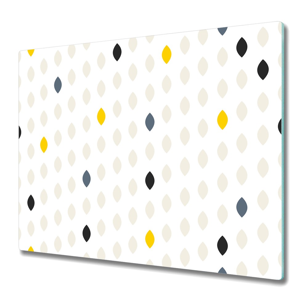 Glass Chopping Cutting Board Simple drop polka dot grey and yellow shape 60x52