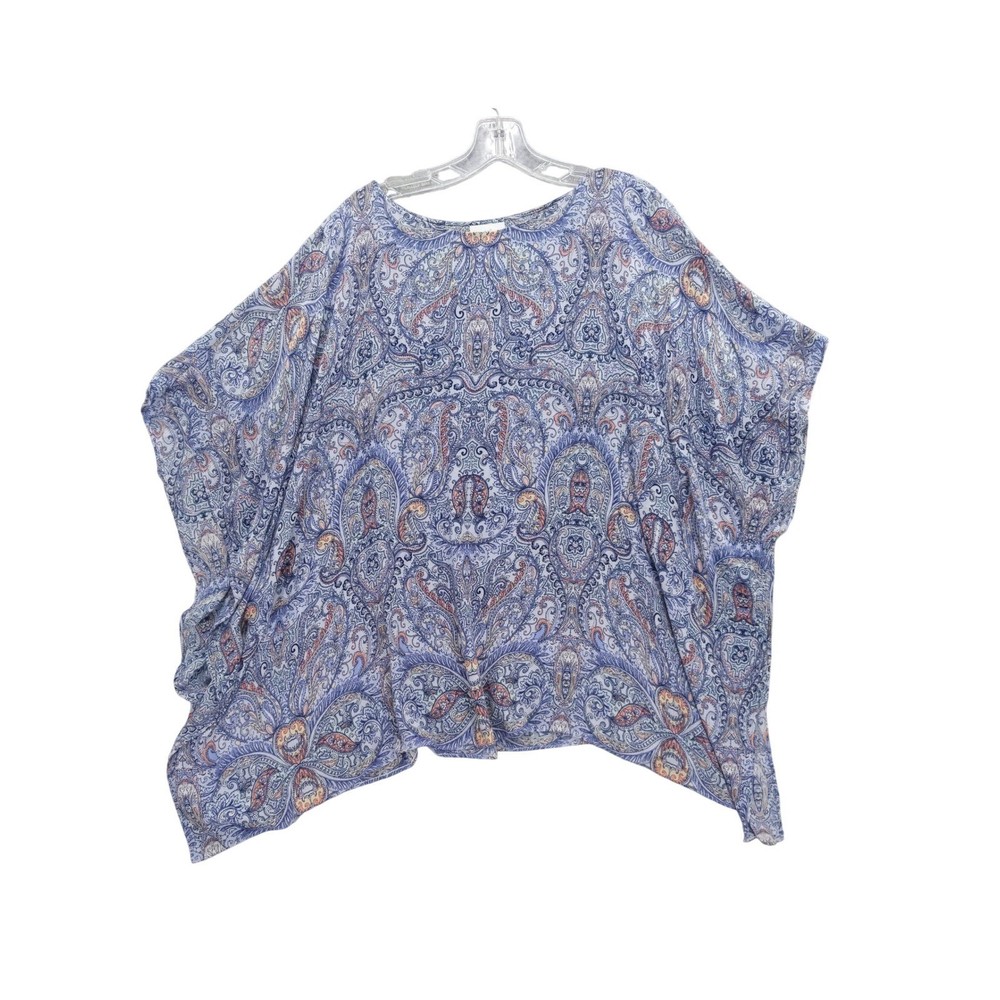 J.Jill Paisley Print Caftan Top Poncho Blouse Flowy Rayon Oversized XS/S