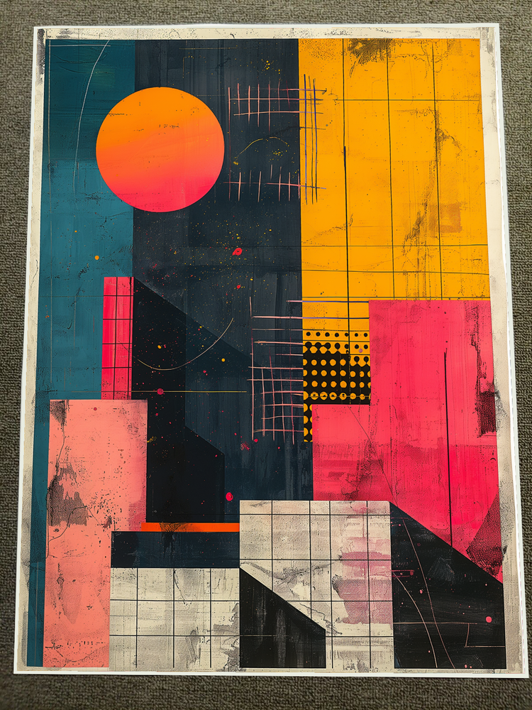 Abstract Modern Art with Geometric Shapes and Bold Colors Poster 18x24in-image