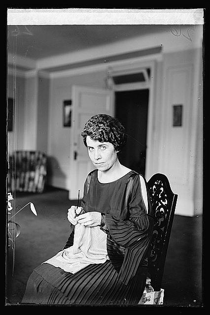 Photo:Mrs. Coolidge knitting, 8/6/23