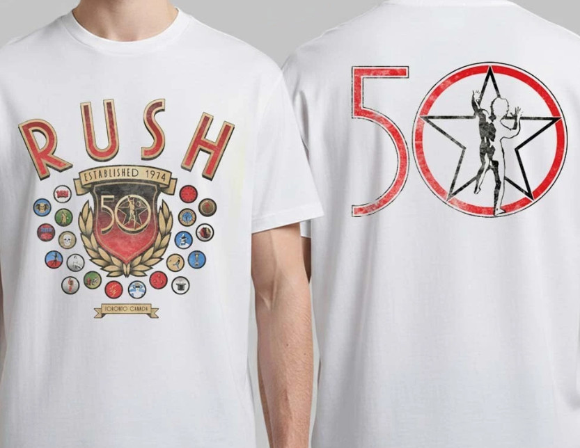 Rush 50th Anniversary Merch Established 1974 R50 Motifs T-Shirt