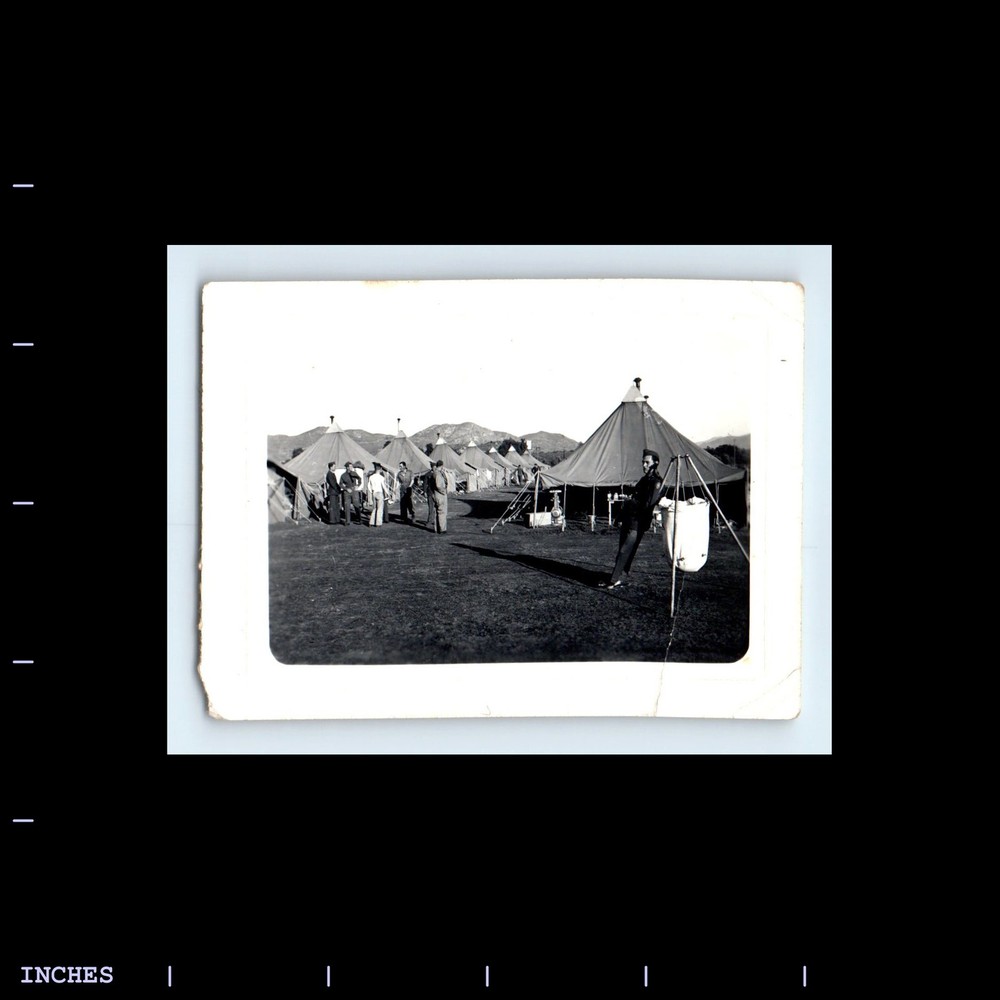 Old Vintage Photo ARMY MEN SOLDIERS TENT CITY BASE