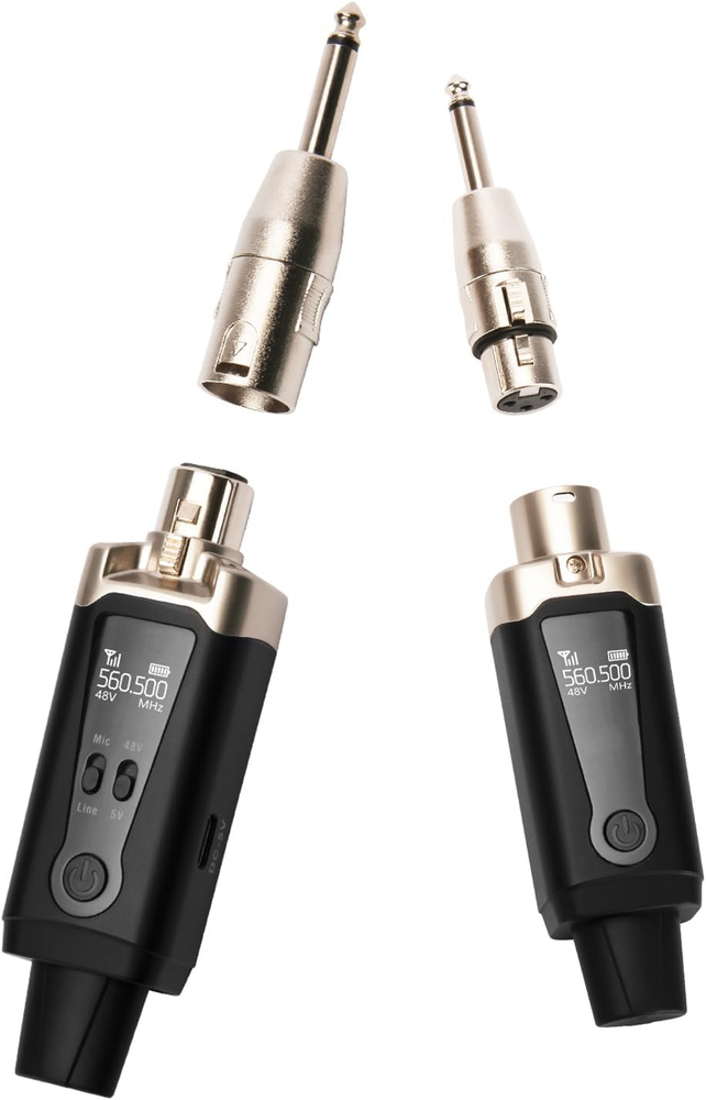 UHF Wireless XLR Transmitter and Receiver, XLR Microphone Adapter 16 Channels, W