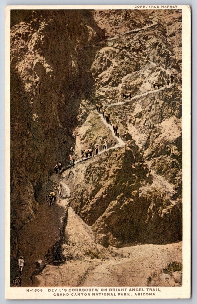 Detroit Pub~Corkscrew On Bright Angel Trail @ Grand Canyon Park~PM 1927~Postcard