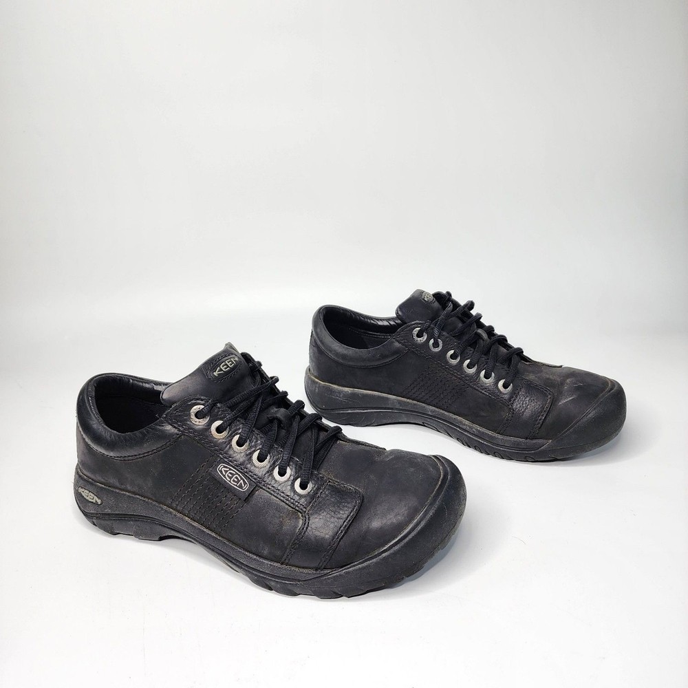 Keen Austin Men’s Sz 10 Black Leather Oxford Shoes Lace Up Hiking Trail (HF24)
