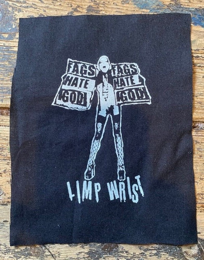 Limp Wrist patch, queer hc hardcore punk, retro black t-shirt TE2035