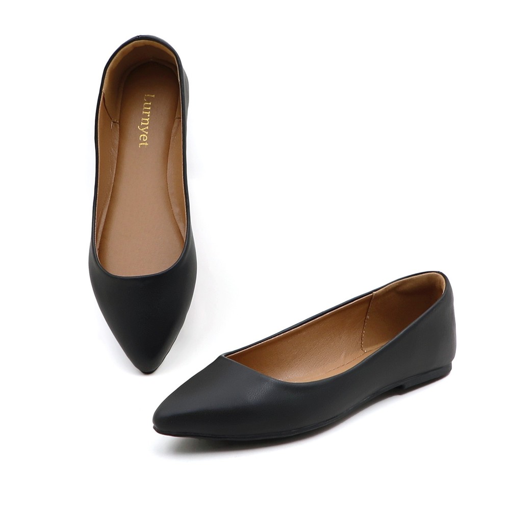 Lurnyet Women's Cushioned Pointed Toe Ballerina Flat