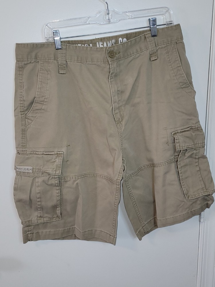 NAUTICA Men's Khaki 100% Cotton Cargo Shorts Size 36W