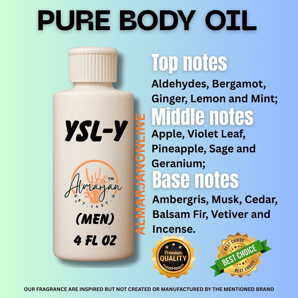4 oz  Compare YSL Y Cologne Body Oil Fragrance for Men