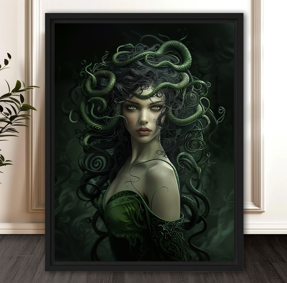 Medusa Fine Art Print #1 Canvas Frame, Gorgon Mythology Greek Wall Art