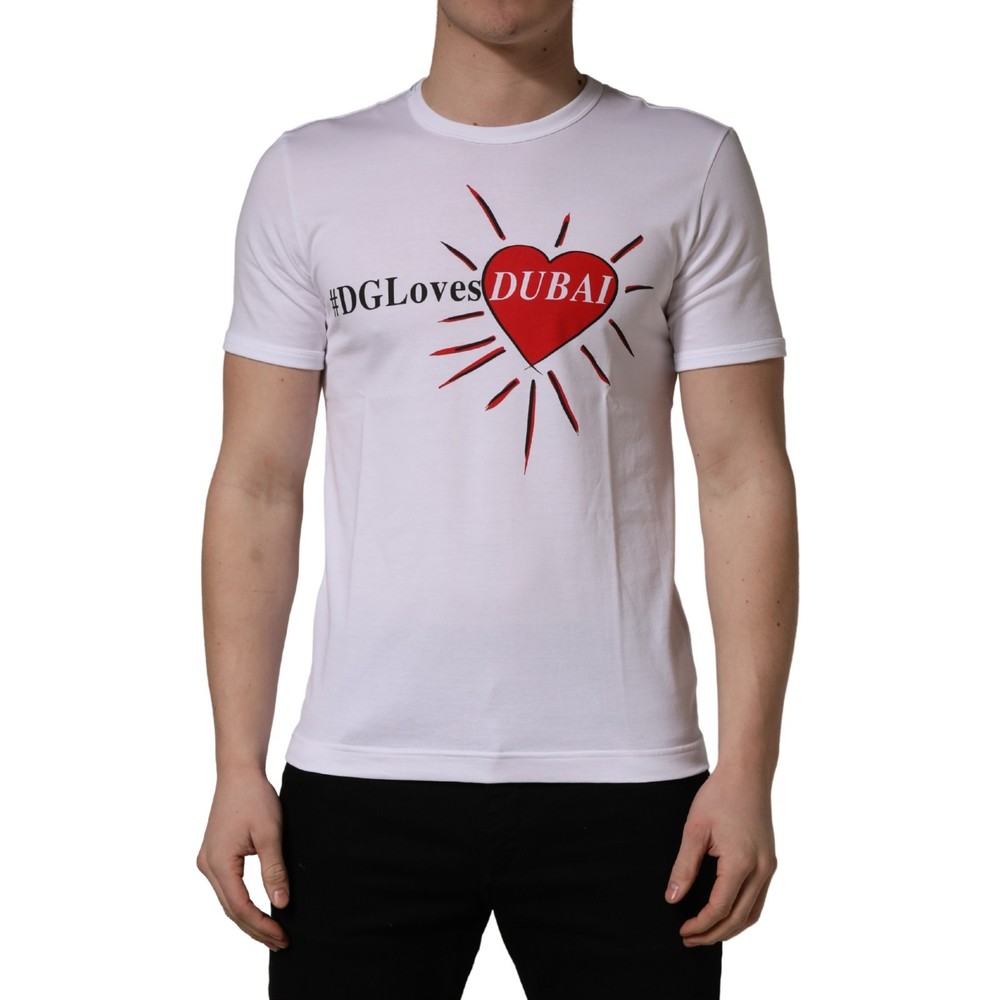 DOLCE & GABBANA T-shirt White #DGLovesDUBAI Cotton Crew Neck IT48/US38/M 370usd