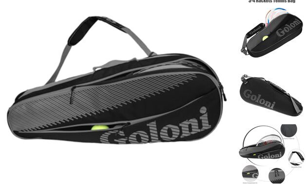 | 3 Racquet Tennis Bag, for Professional or Beginner Tennis Players, Grey