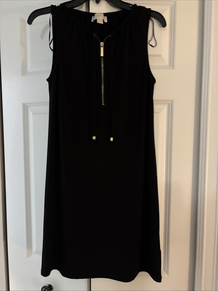 Michael Kors Women's Sleeveless Dress Size XS Black Gold Accent Knee Length