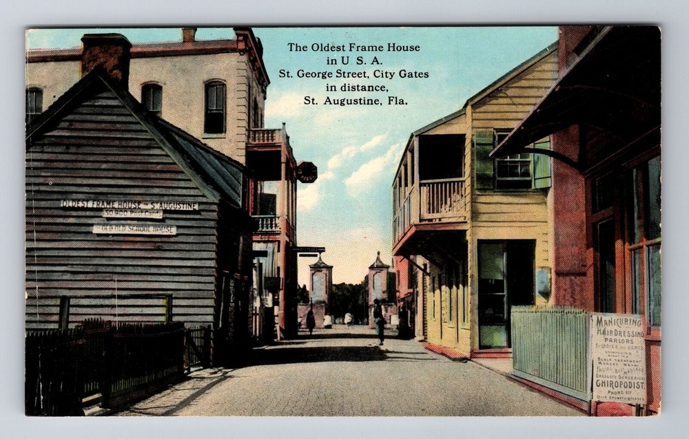 St Augustine FL-Florida, Oldest Frame House in USA, Antique Vintage Postcard