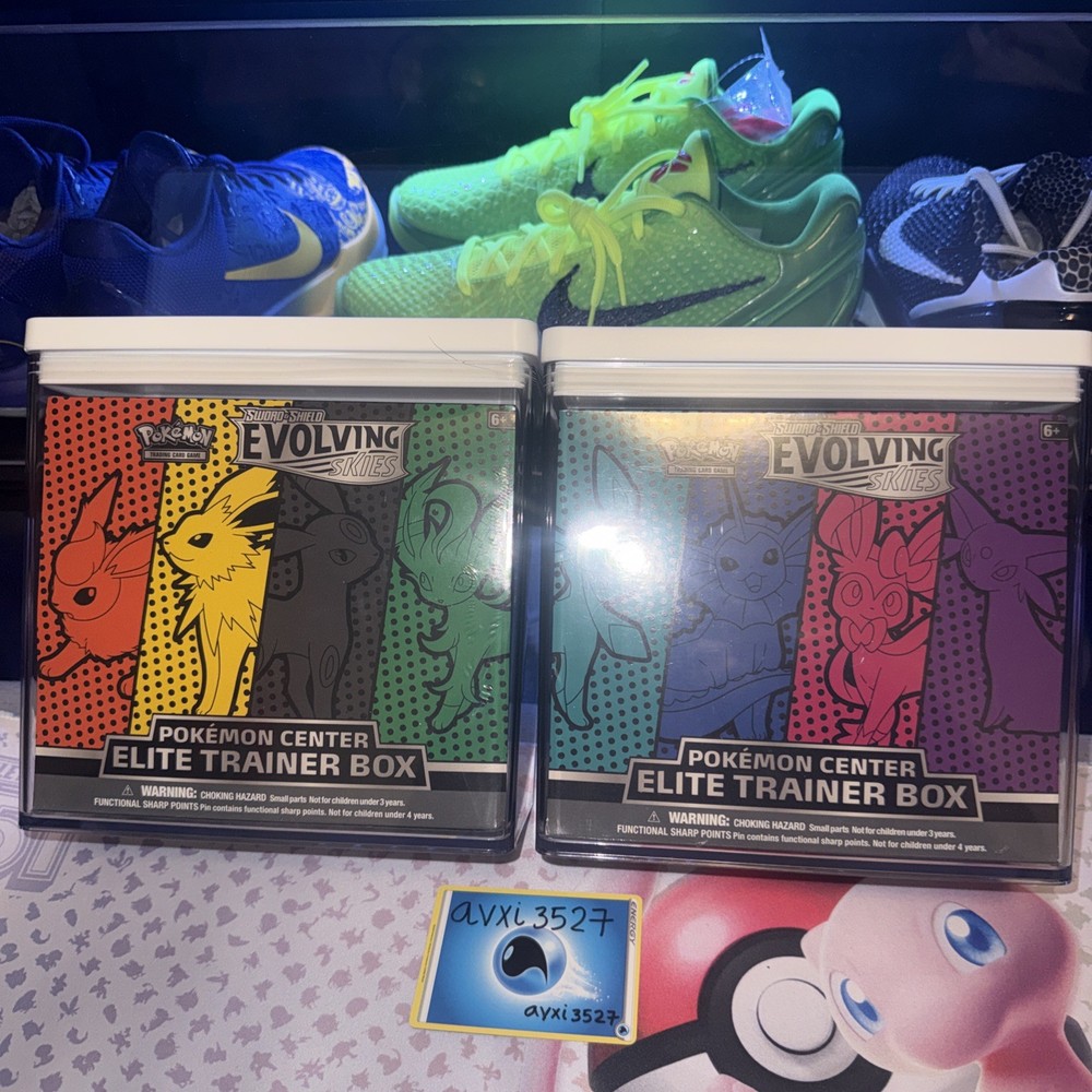 Pokemon Center Evolving Skies Elite Trainer Boxes Full Set-ETB’S cased since new