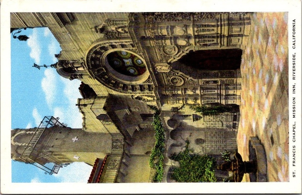 Mission Inn St. Francis Chapel Riverside, CA Natural Color Postcard Kropp