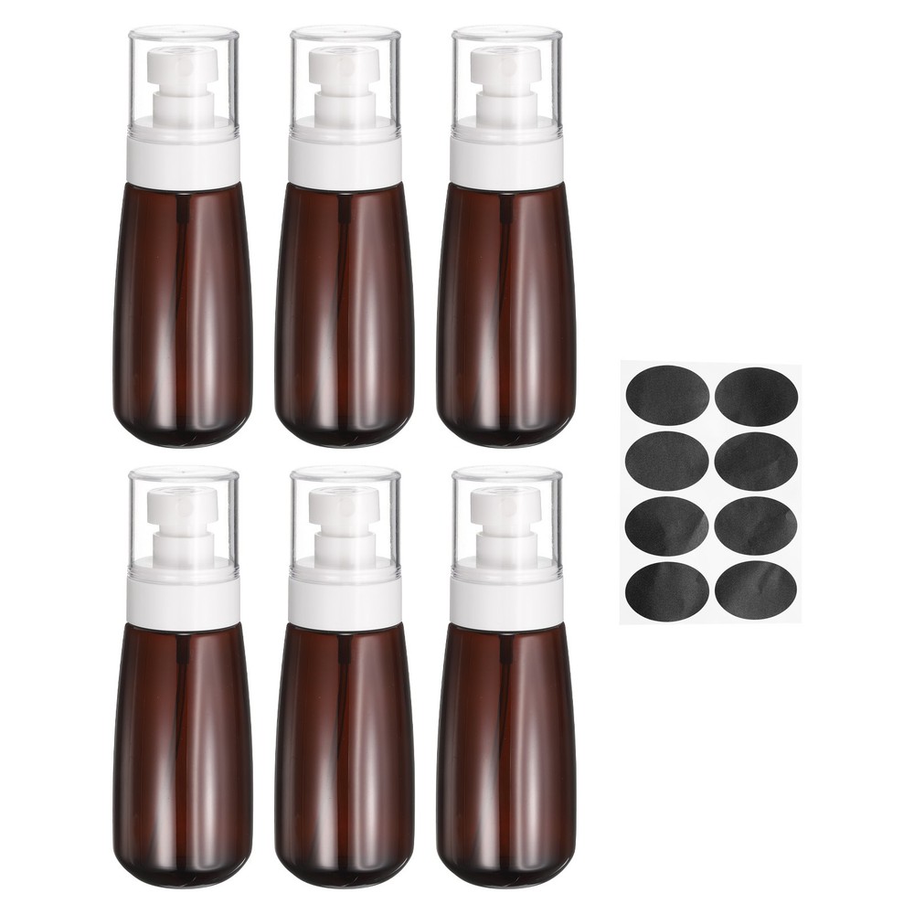 6Pcs Spray Bottles,100ml/3.4oz Travel Size Spray Bottle with Labels(Brown/Clear)