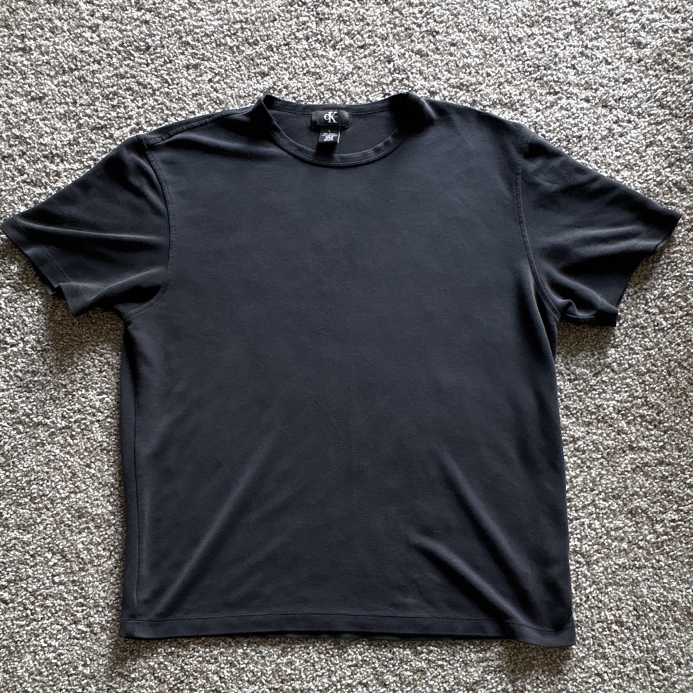 Calvin Klein Men's L Black Solid Modal Blend Crew Neck T-Shirt Short Sleeve