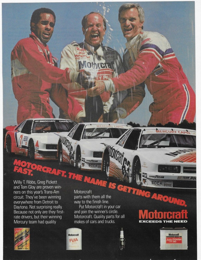 Willy T. Gibbs / Greg Pickett / Tom Gloy   Motorcraft  Original Print Ad