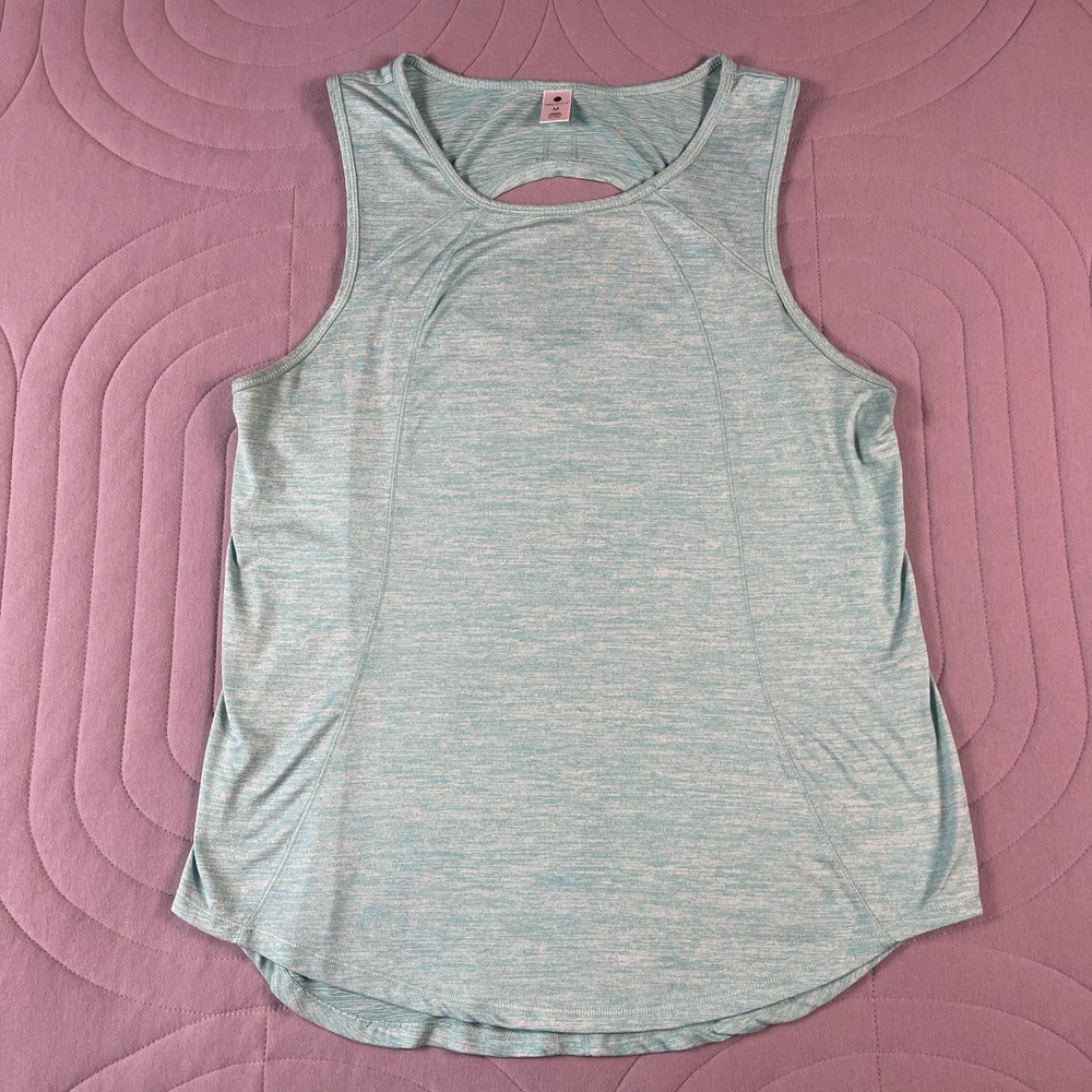 Yogalicious Womens Medium Athletic Tank Top Mint Green Open Back Gym Yoga