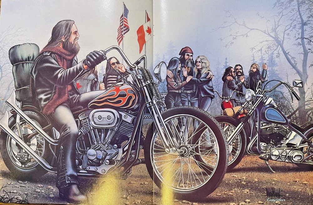 David Mann Poster Group of Motorcycle Riders On The Road