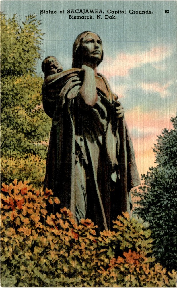 Statue of SACAJAWEA, Capitol Grounds, Bismarck, N. Postcard