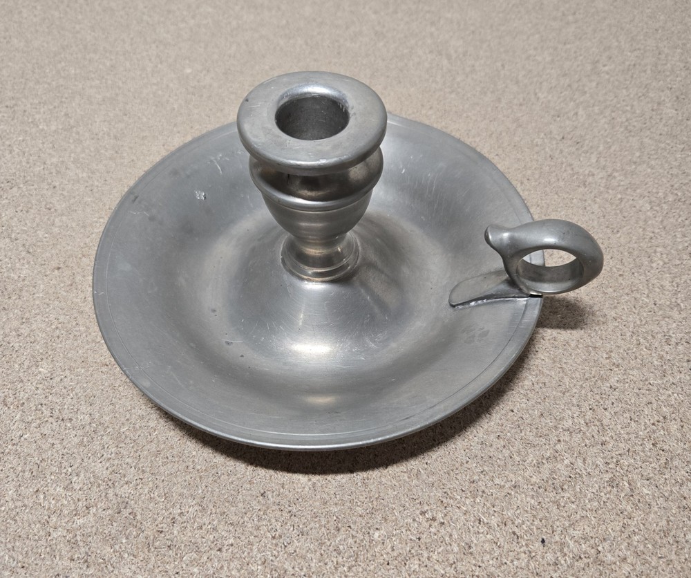 Vintage Pewter Chamber Stick Candle Holder Olland