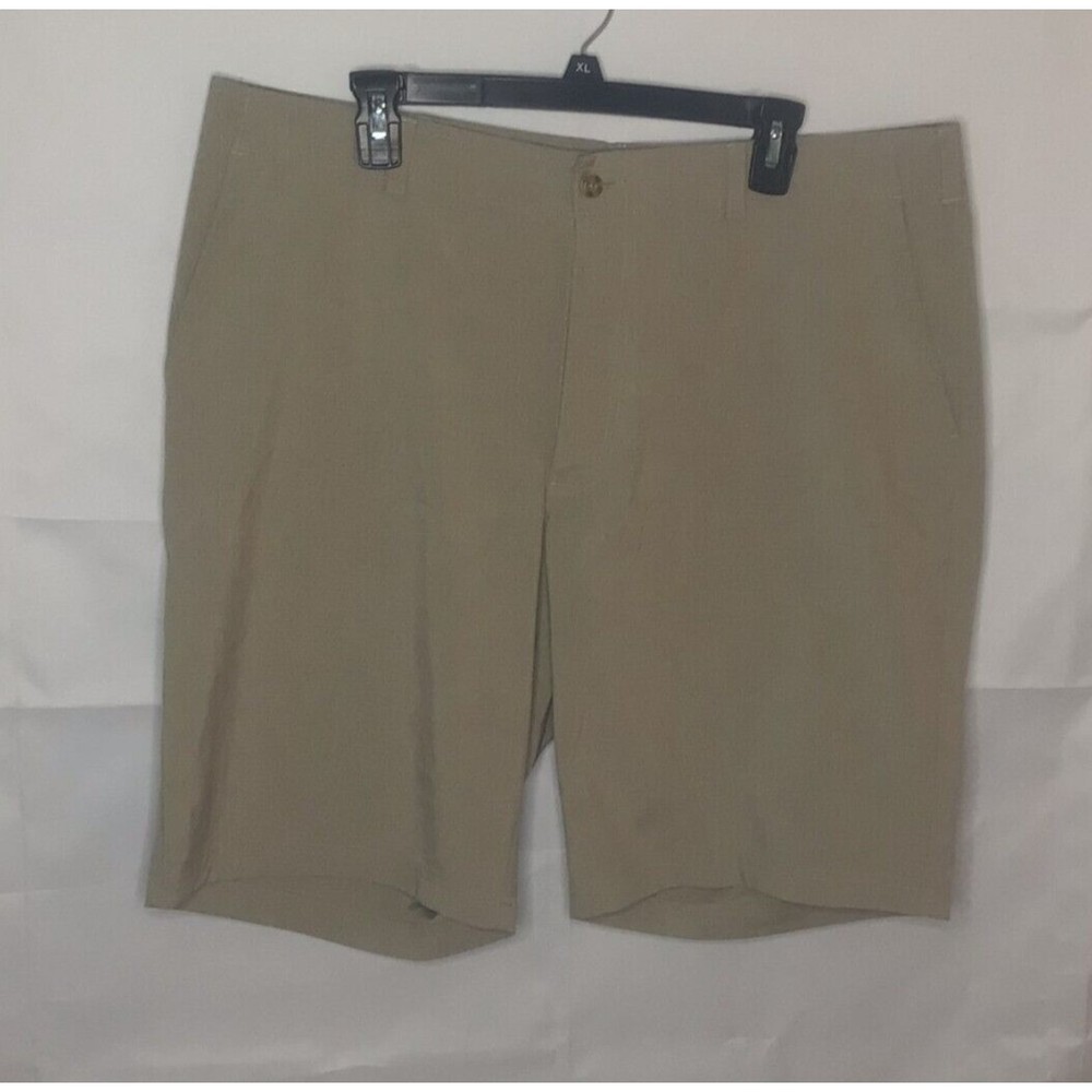 Ben Hogan Mens Khaki Performance Golf Shorts Size 40 Tan Stretch Flat Front