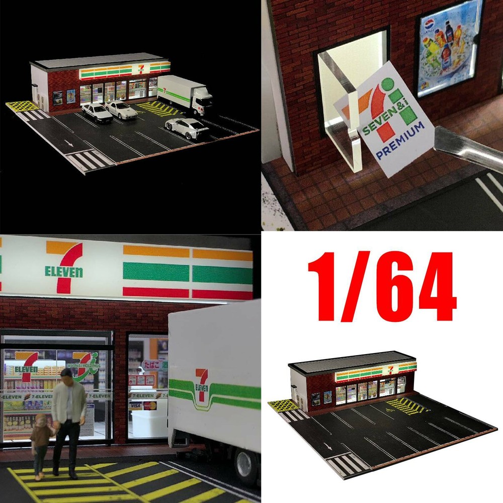 2023 G-FANS Diorama 1:64 Shopping Store LED Lighting Vehicle Parking Lot Display