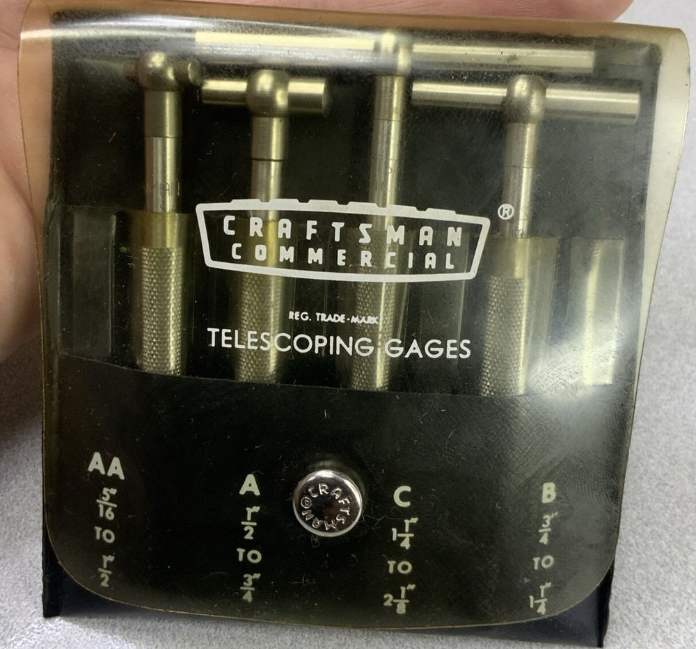 Vintage Craftsman Commercial Telescoping Gages 9 40203  4 Piece Set With Case