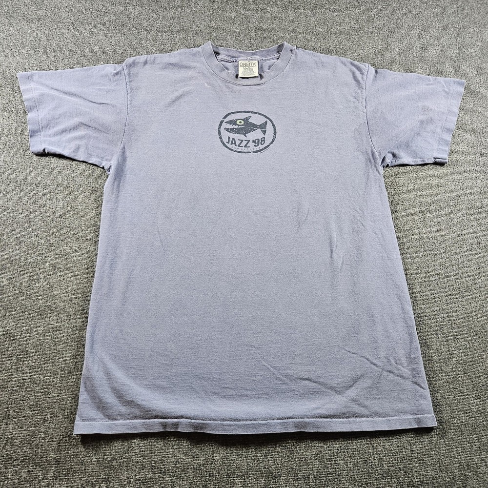 Vintage Jazz '98 New Orleans Shirt Mens Large Gray Shark Graphic 90s Tee