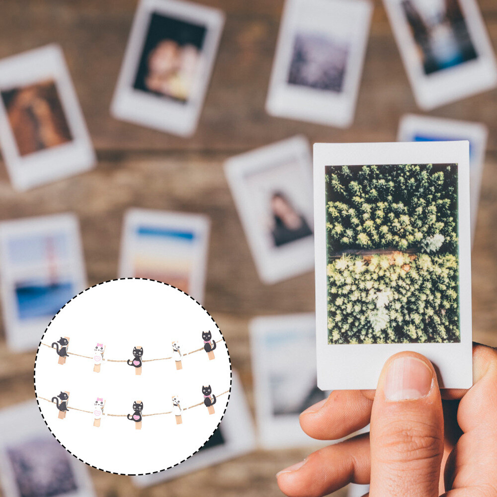 10 Pcs Lovely Wooden Pegs Photo Clips Note Memo Holder Craft Clips Ornaments