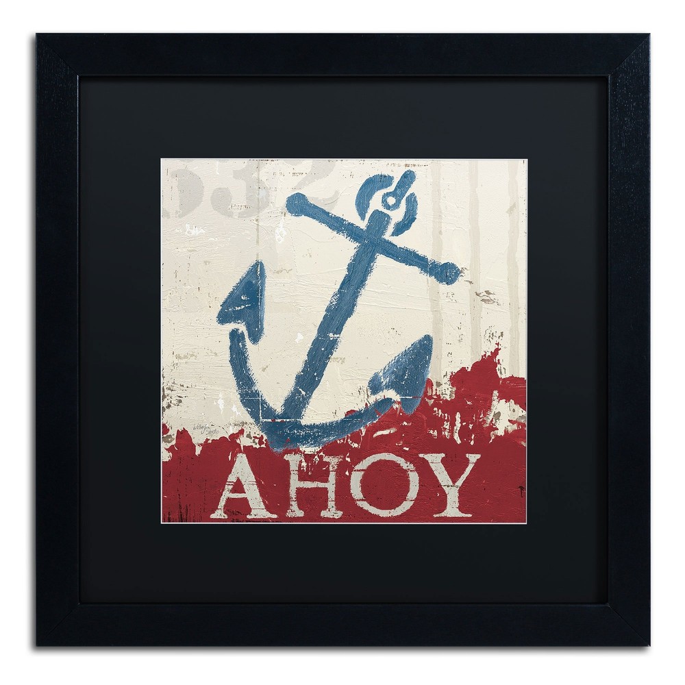 Nautical IV Red 16x16 Inch Black Matte Framed Print by Wellington Studio  