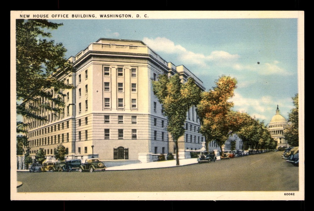 New House Office Building Washington DC Old Cars Building Linen  Postcard Unp