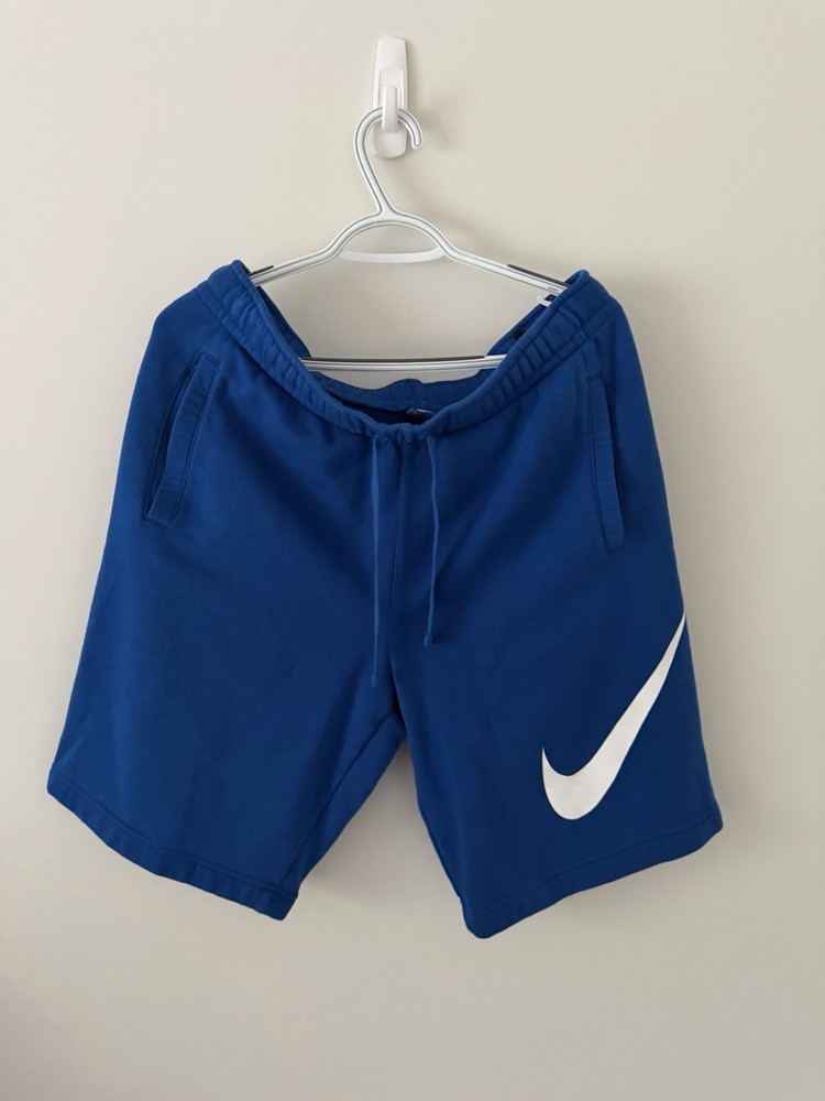 Nike Men’s Blue Big Swoosh Fleece Sweat Shorts Size Large Athletic Jogger