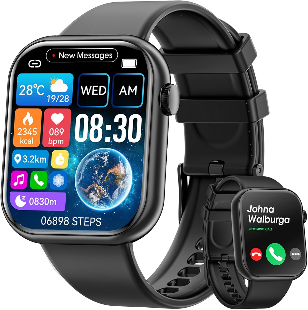 Hwagol Smart Watch (Answer/Make Call) 1.85Inch Fitness Tracker, DIY Dials/Pedome